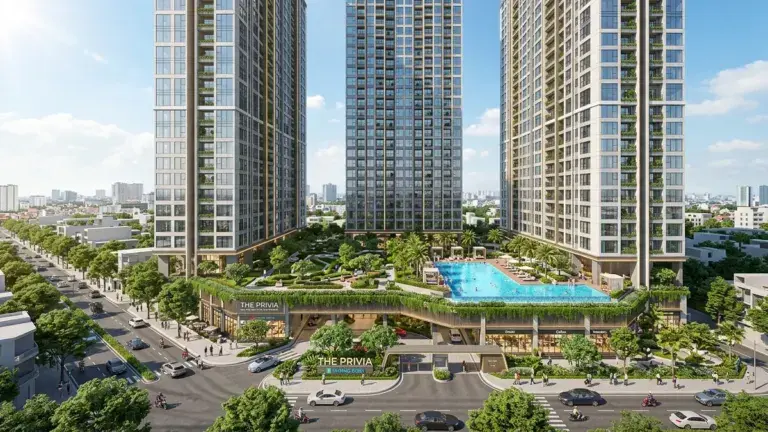 Phối cảnh thực tế 3 tháp căn hộ The Privia Khang Điền Bình Tân