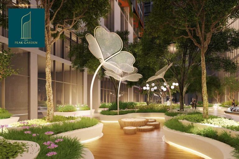 Căn Hộ 3 Phòng Ngủ The Peak Garden Có Bồn Tắm Không? Phân Tích Thiết Kế Wellness | Văn Lực Land Không gian công viên nội khu rợp bóng cây xanh tại The Peak Garden