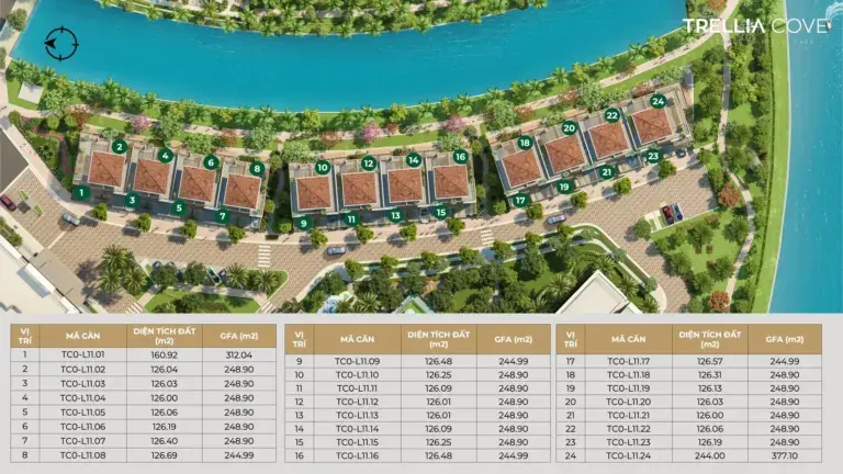 Mặt bằng quy hoạch tiện ích phân khu Trellia Cove