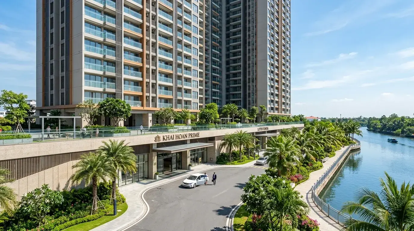 Căn Hộ Khải Hoàn Prime Nhà Bè Có Ngập Nước Không? Khảo Sát Cao Độ Thực Tế | Văn Lực Land Cổng chào và quảng trường ánh sáng dự án Khải Hoàn Prime Nhà Bè cao ráo không ngập nước