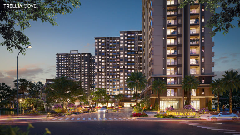 Tiến Độ & Tiềm Năng Đầu Tư Trellia Cove Mizuki Park: Phân Khu Compound Ven Sông Cuối Cùng | Văn Lực Land Cổng chào an ninh khép kín compound Trellia Cove Mizuki Park