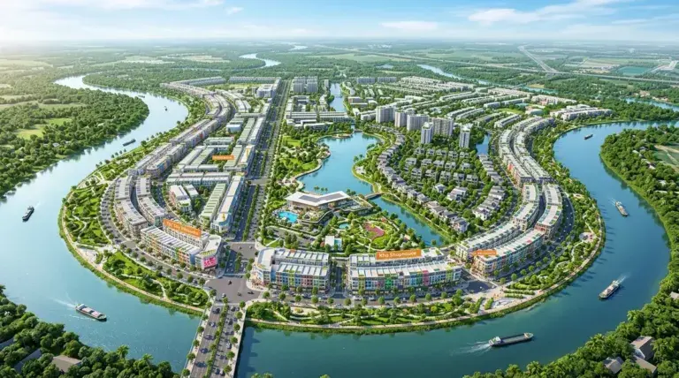 Phối cảnh tổng thể đại đô thị sinh thái T&T City Millennia Long Hậu 267ha ven sông - Văn Lực Land