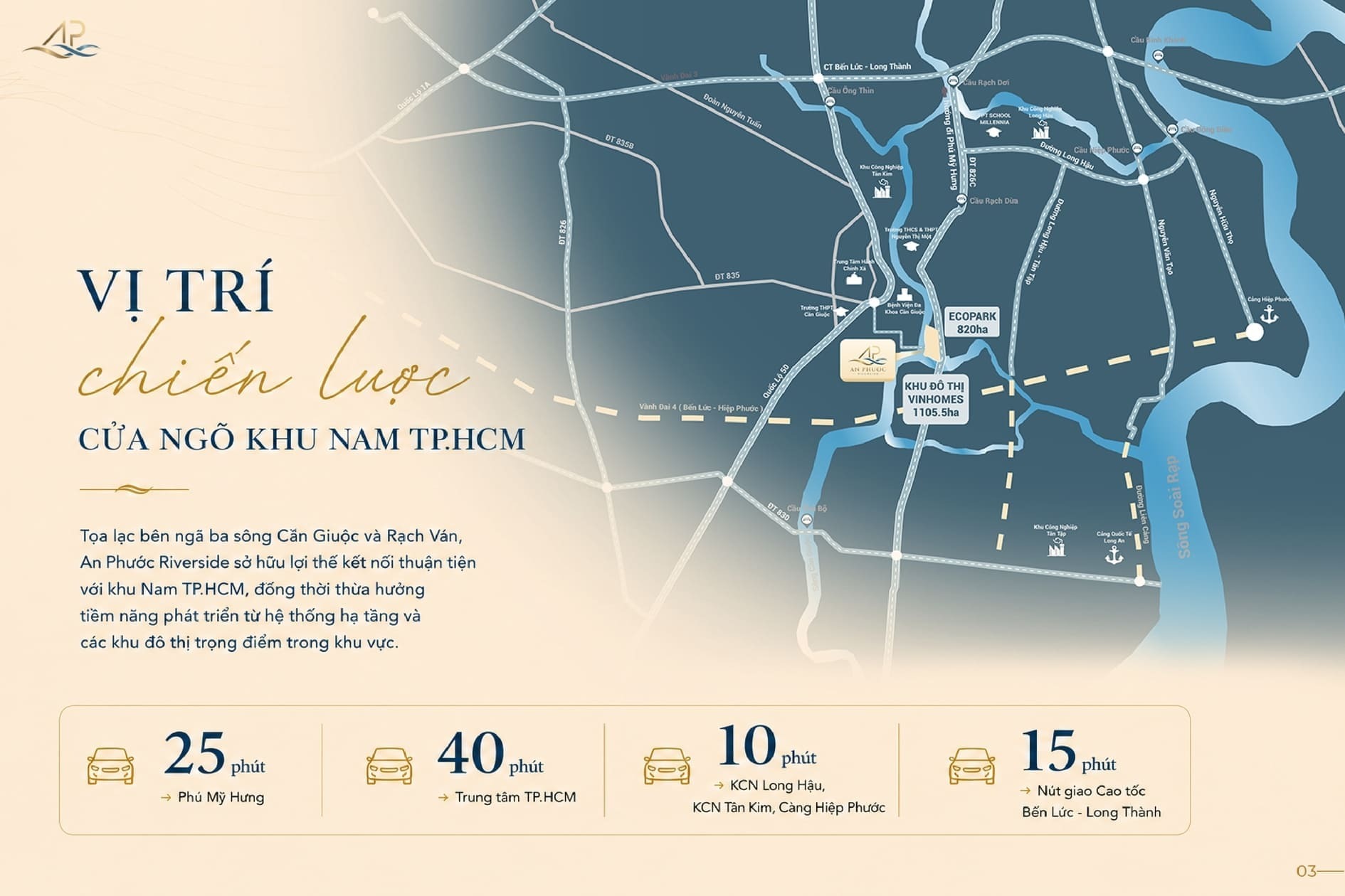 Dự Án An Phước Riverside Cần Giuộc: Bảng Giá, Vị Trí & Pháp Lý 2026 | Văn Lực Land Sơ đồ vị trí kết nối hạ tầng giao thông dự án An Phước Riverside Cần Giuộc